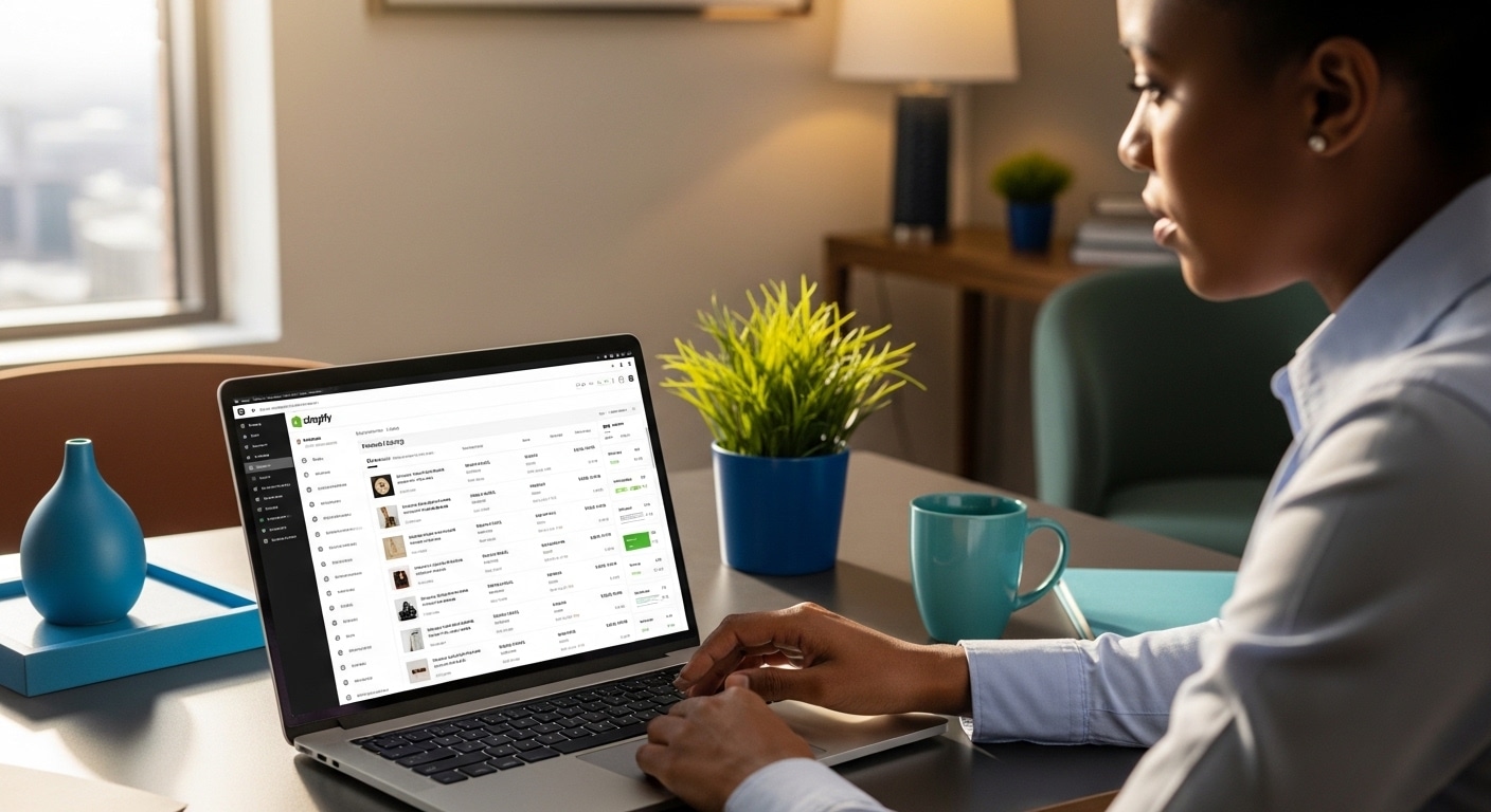 Shopify agency Johannesburg — business owner reviewing Shopify store with Growth Pulse Media agency consultant