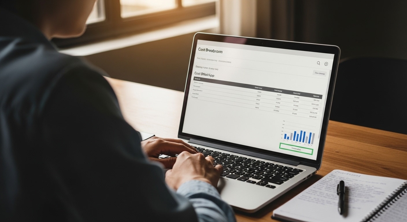 WhatsApp marketing costs South Africa — hands reviewing a per-message pricing breakdown on a laptop