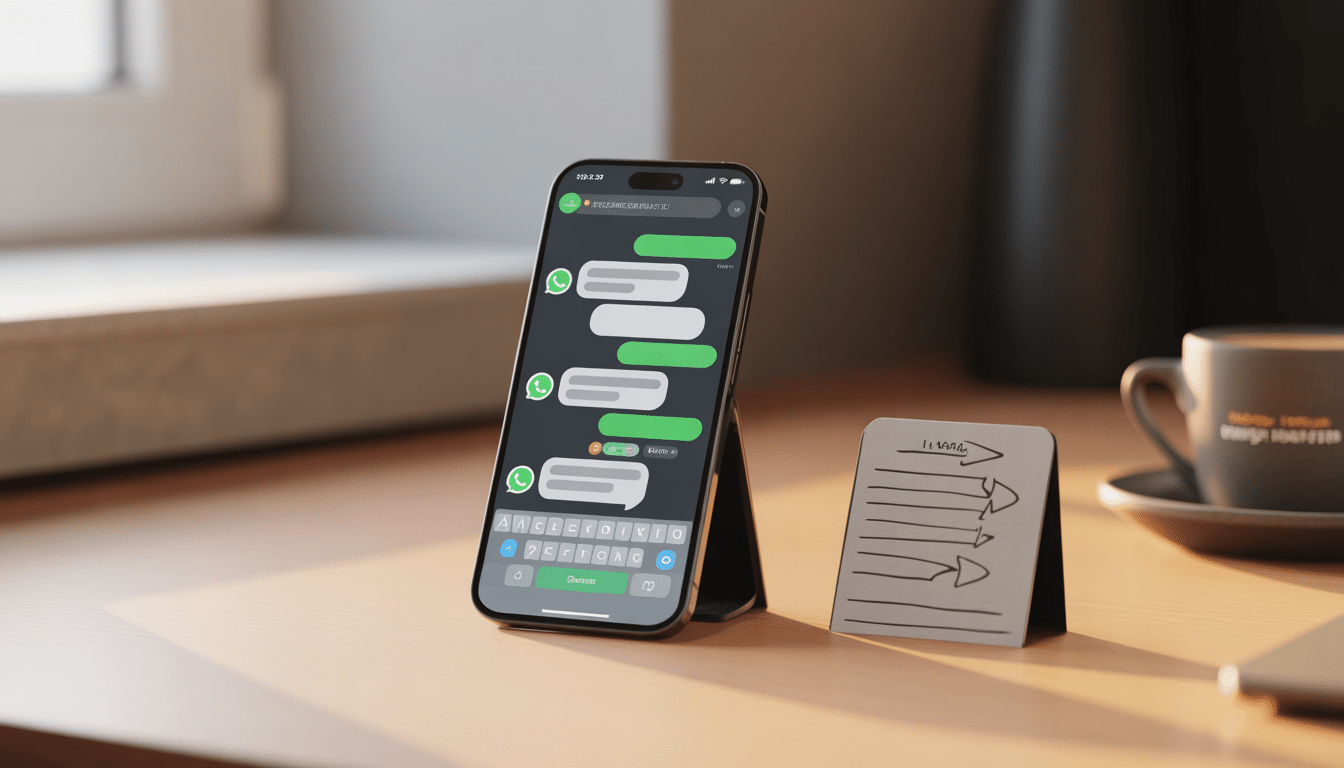 WhatsApp automation South Africa — smartphone showing message flow alongside notepad